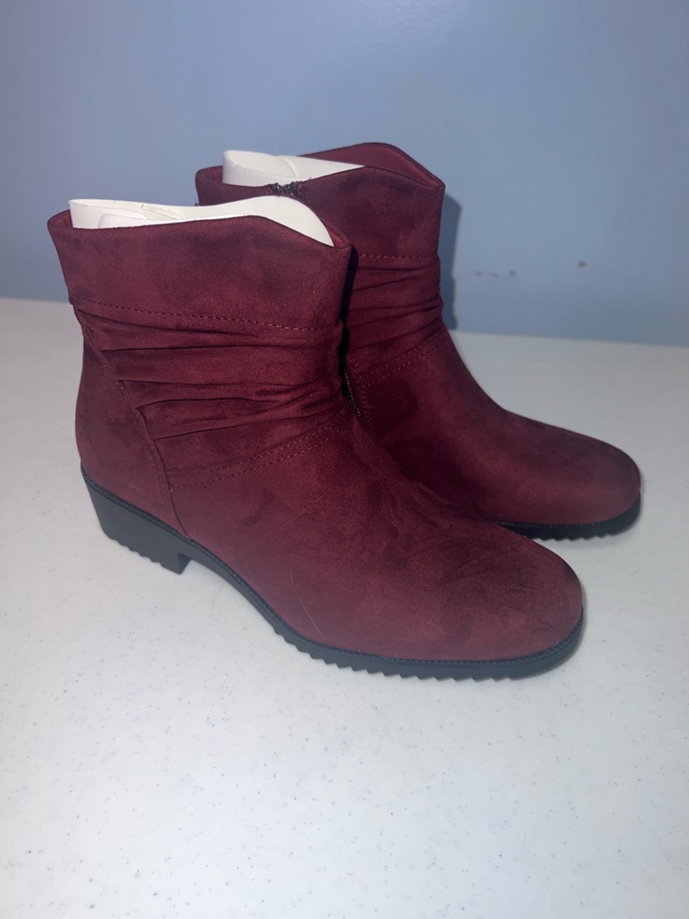 Cliffs by WHITE MOUNTAIN Burgundy Suede Ankle Boots
